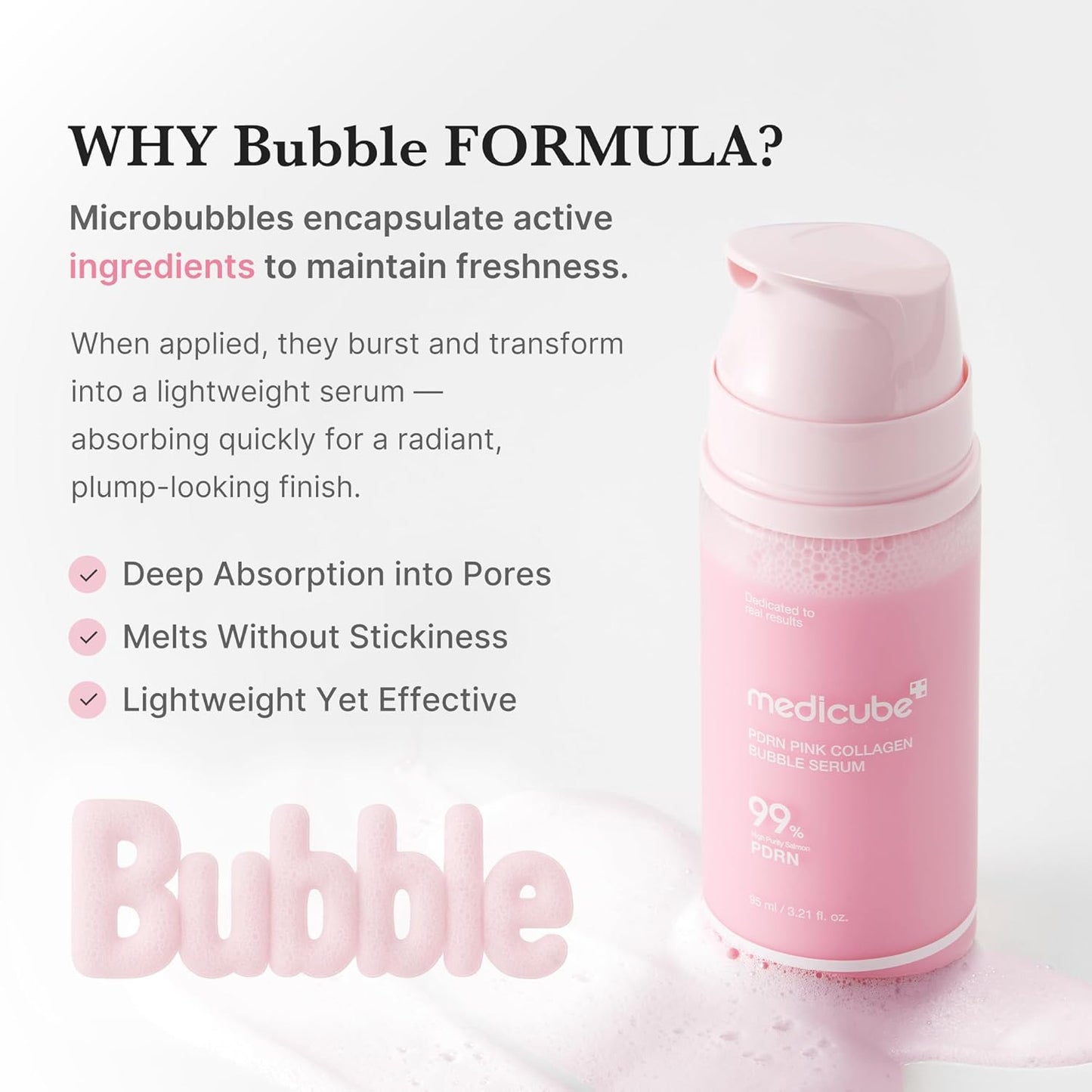 medicube PDRN Pink Collagen Bubble Serum 95ml